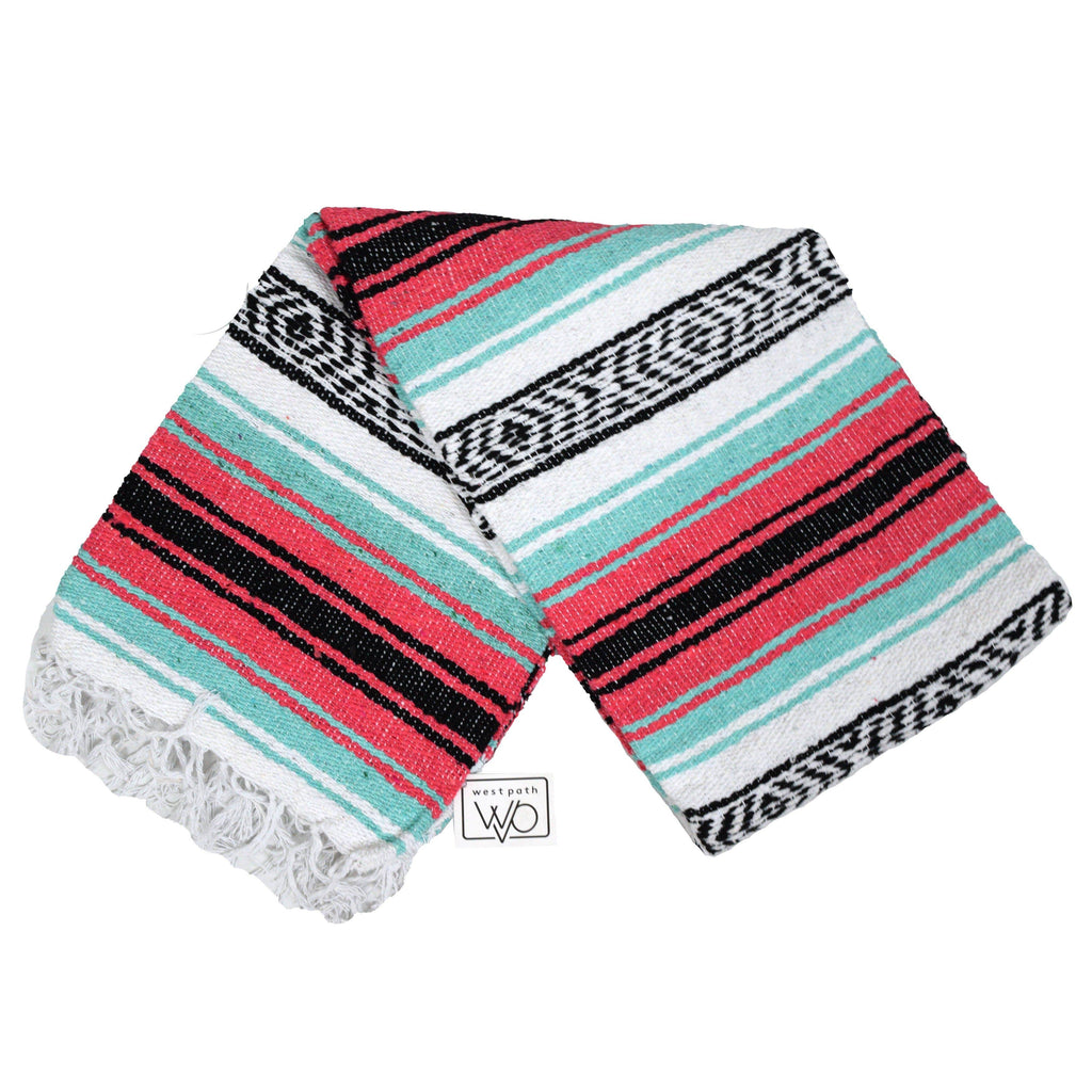 Mint & Coral Mexican Falsa Blanket