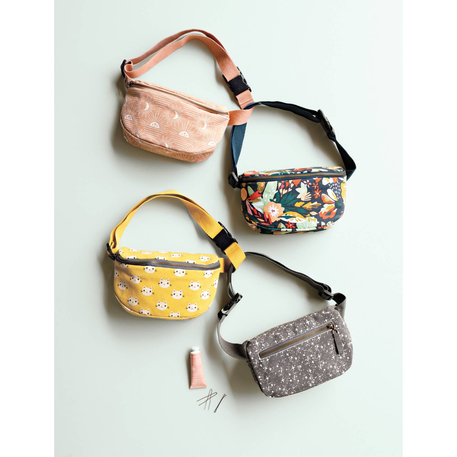 Danica Studio Meow Meow Cats Cotton Hip Bag Adjustable Strap