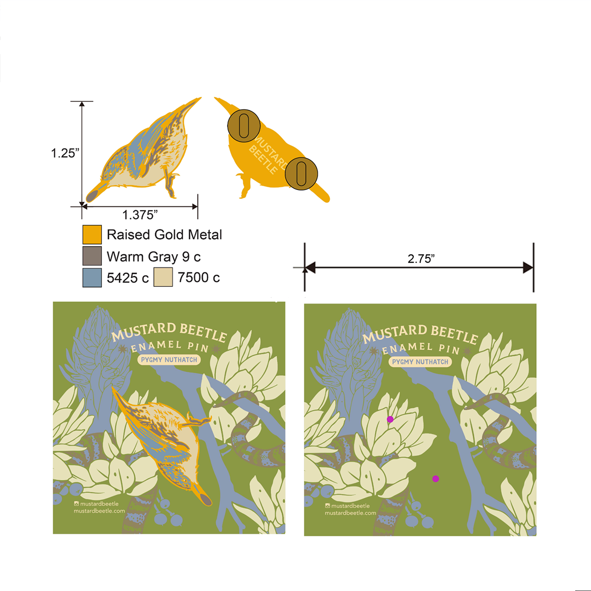 Enamel Pin: Pygmy Nuthatch