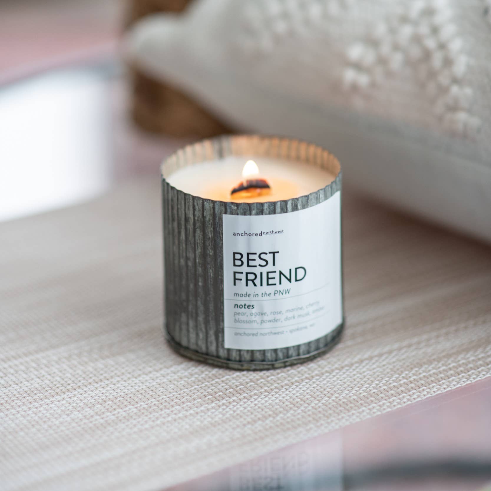 Girlfriend Rustic Vintage Farmhouse Wood Wick Candle