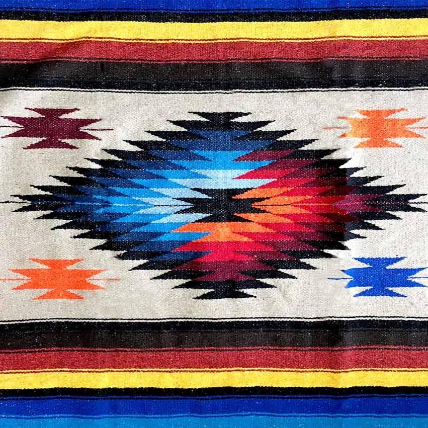 Aztec Mexican Diamond Blanket | Beige Tan Khaki Throw