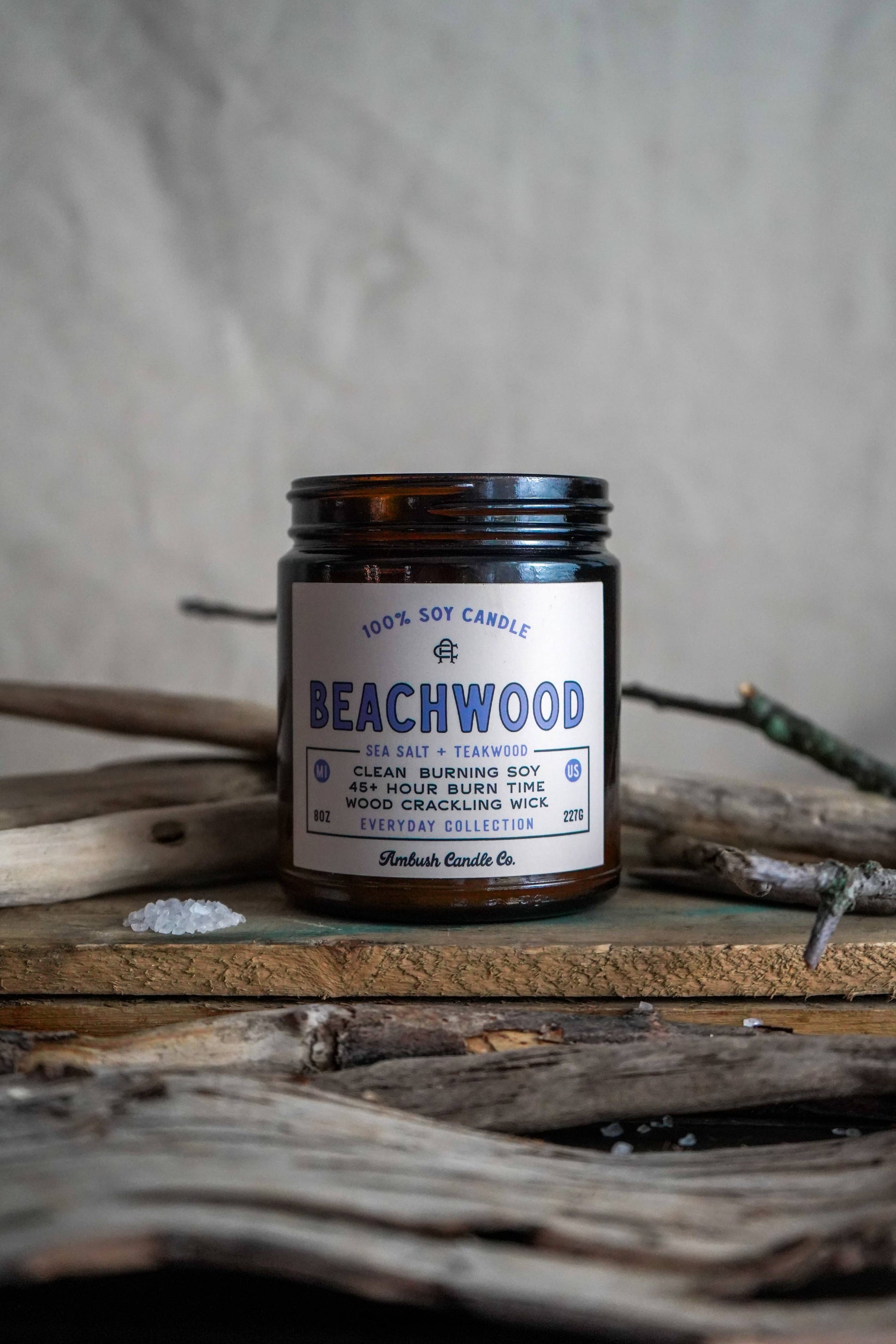 Beachwood | Sea Salt + Teakwood 8oz Soy Candle