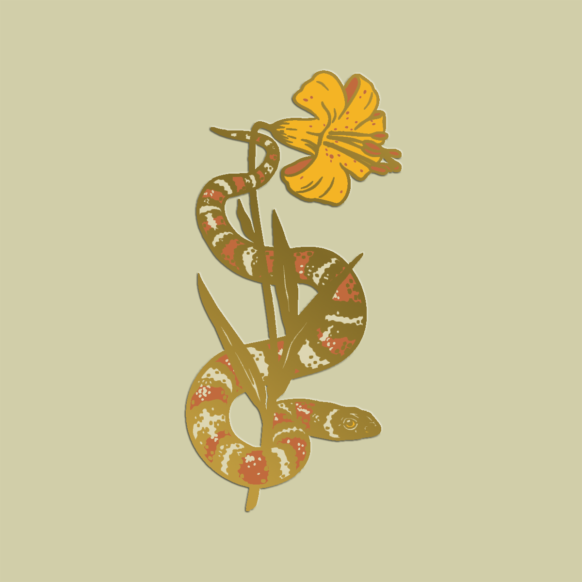 Enamel Pin: CA Kingsnake & Lemon Lily