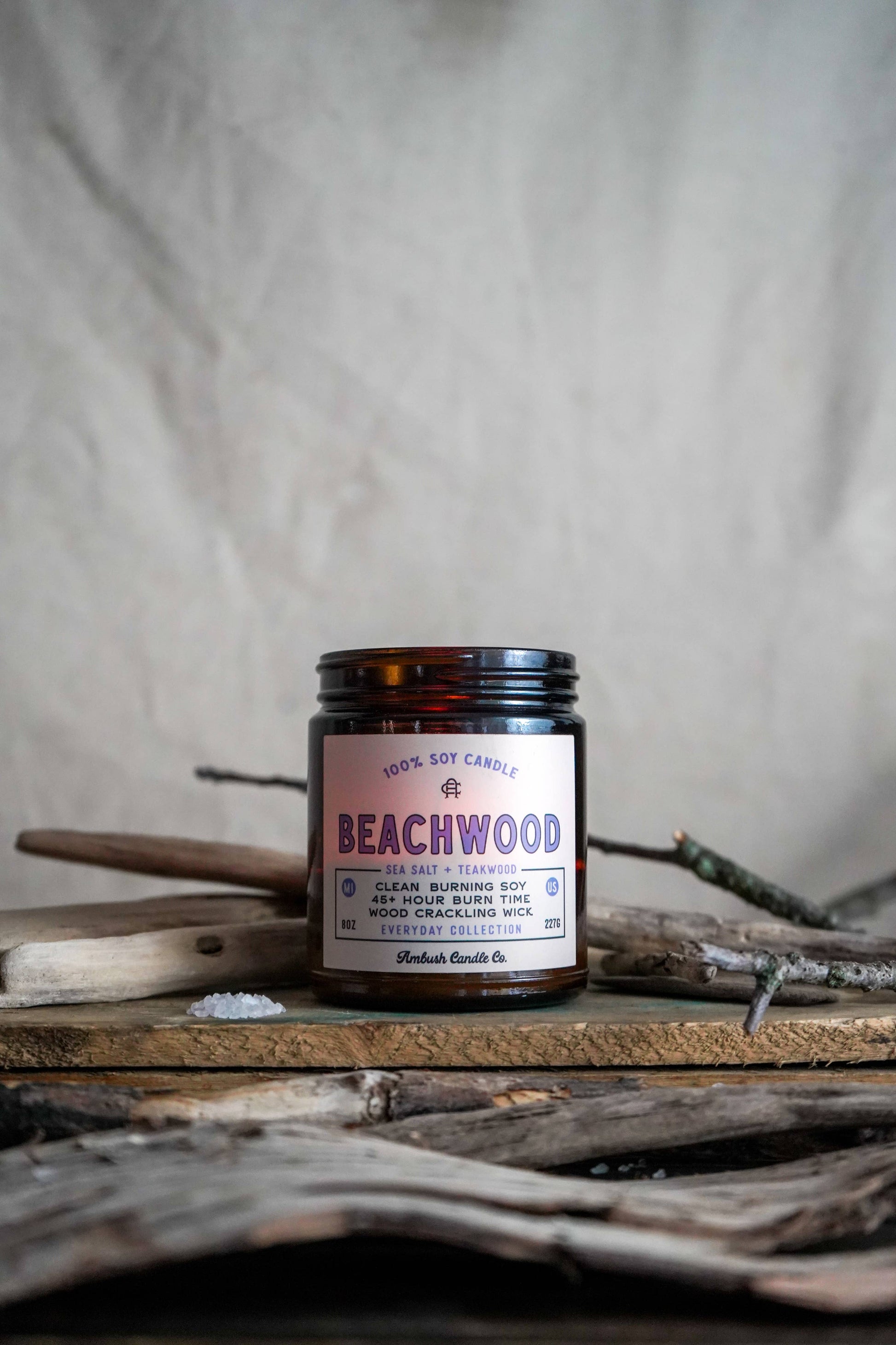 Beachwood | Sea Salt + Teakwood 8oz Soy Candle