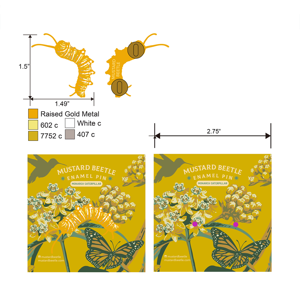 Enamel Pin: Monarch Caterpillar