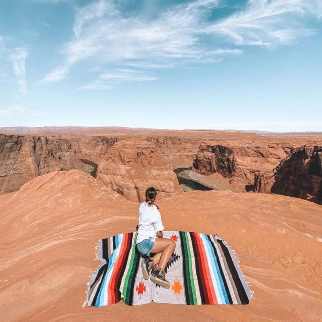 Aztec Mexican Diamond Blanket | Beige Tan Khaki Throw