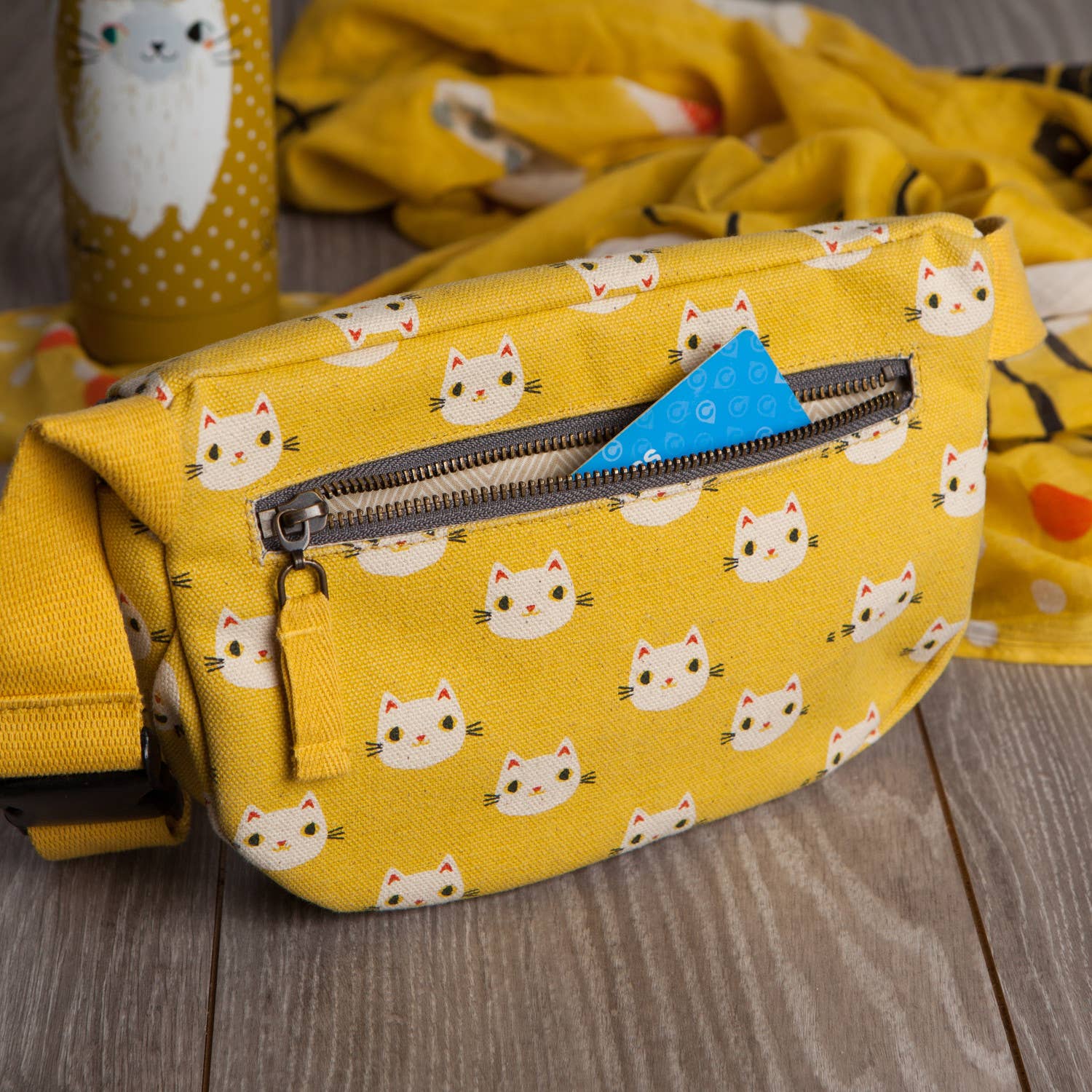 Danica Studio Meow Meow Cats Cotton Hip Bag Adjustable Strap