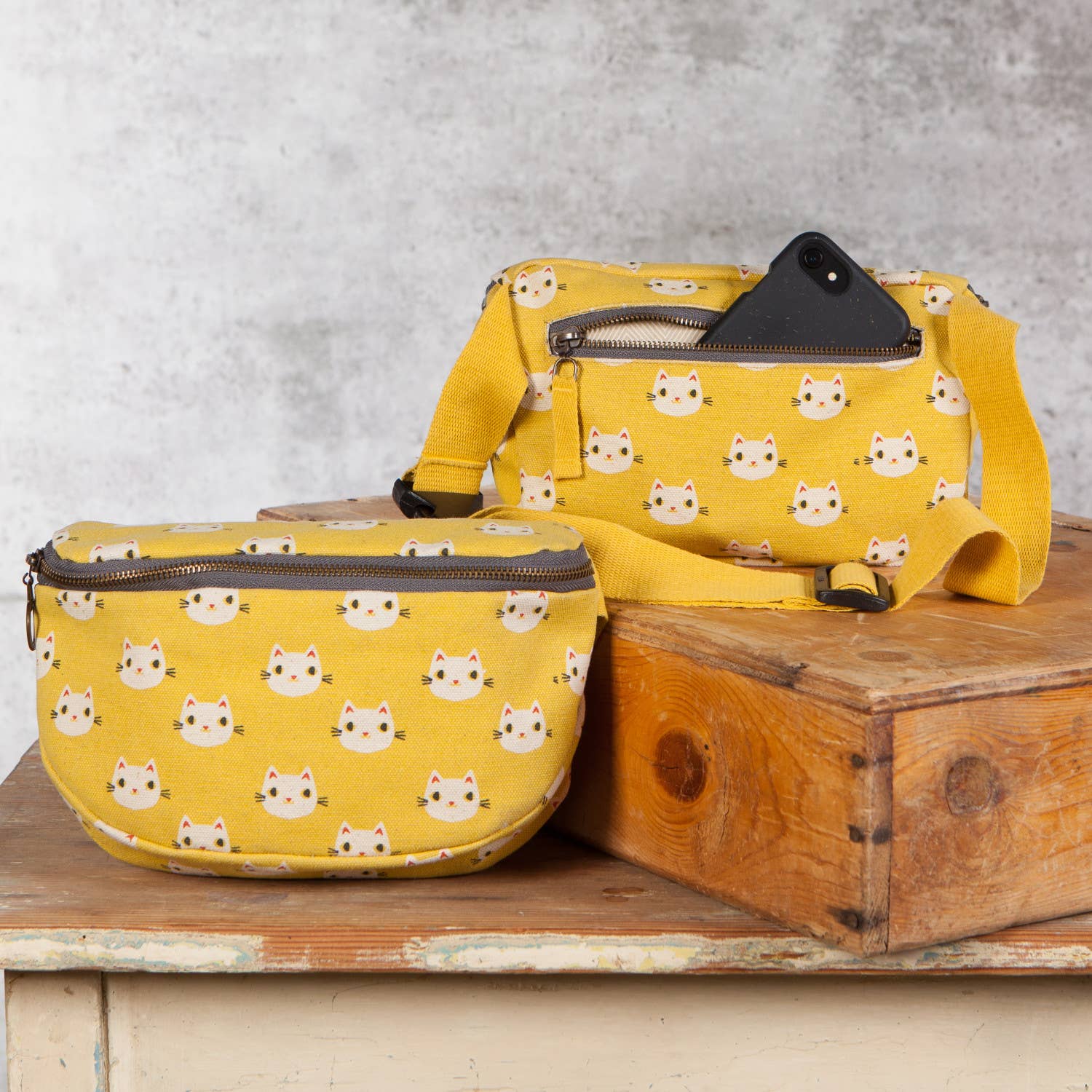 Danica Studio Meow Meow Cats Cotton Hip Bag Adjustable Strap