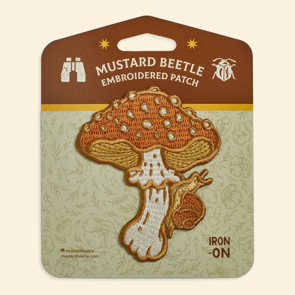 Mushroom and Snail Embroidered Patch, Iron on Patch