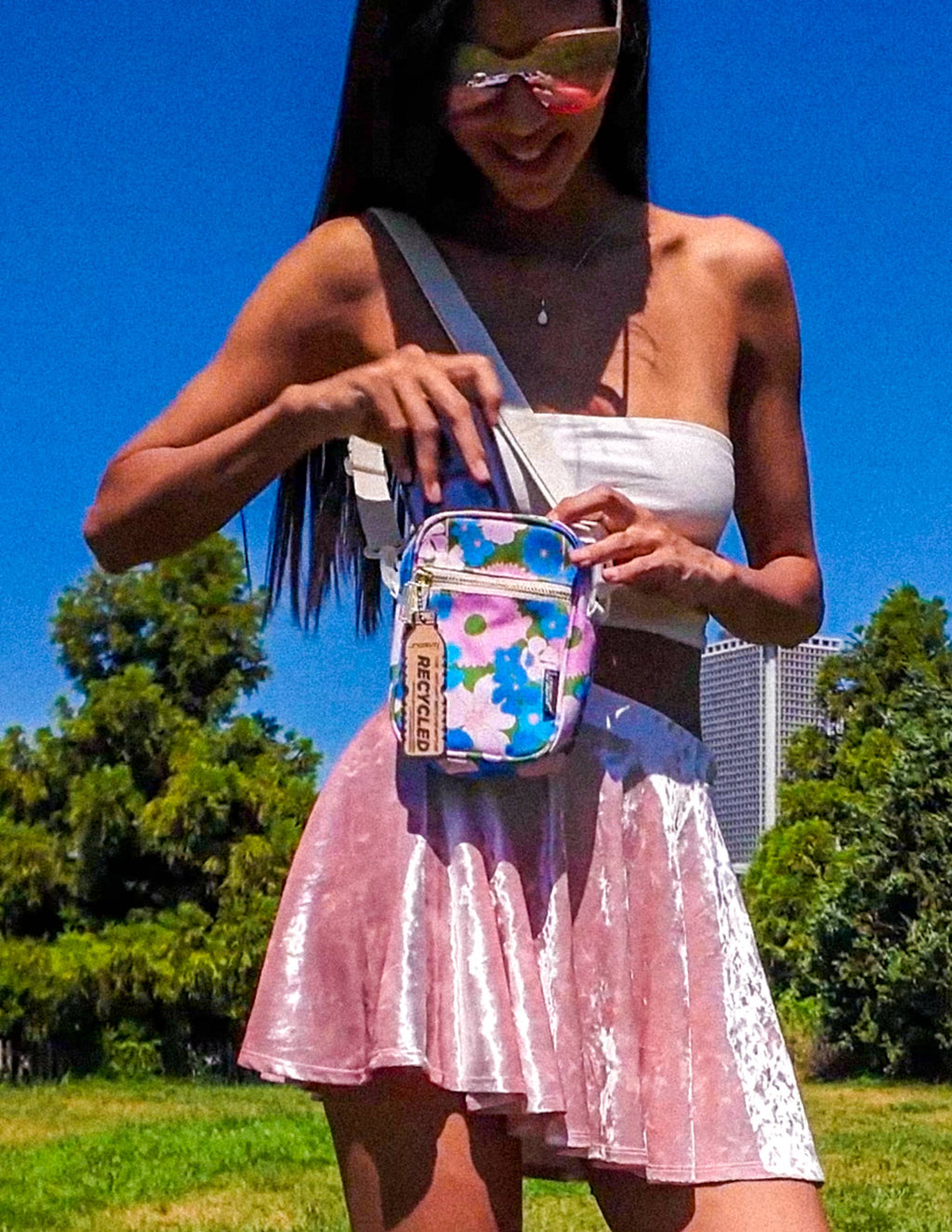 Mini Brick Bag - Floral Pink Blue