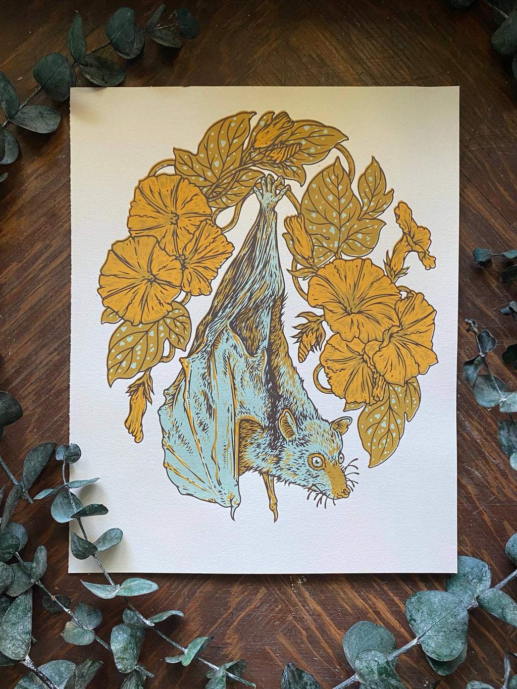 Flying Fox + Morning Glories 8x10" Giclee Print
