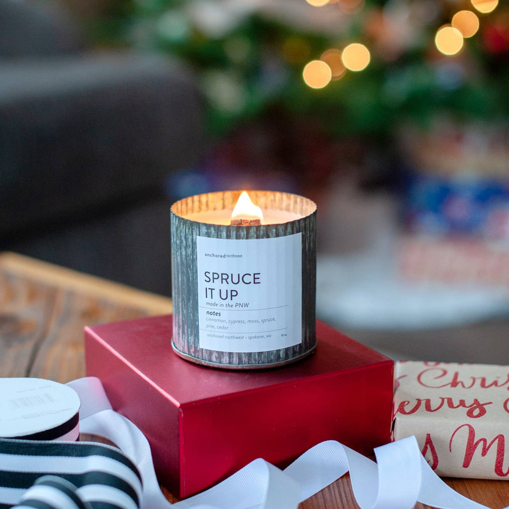 Spruce It up Wood Wick Rustic Farmhouse Soy Candle: 10oz