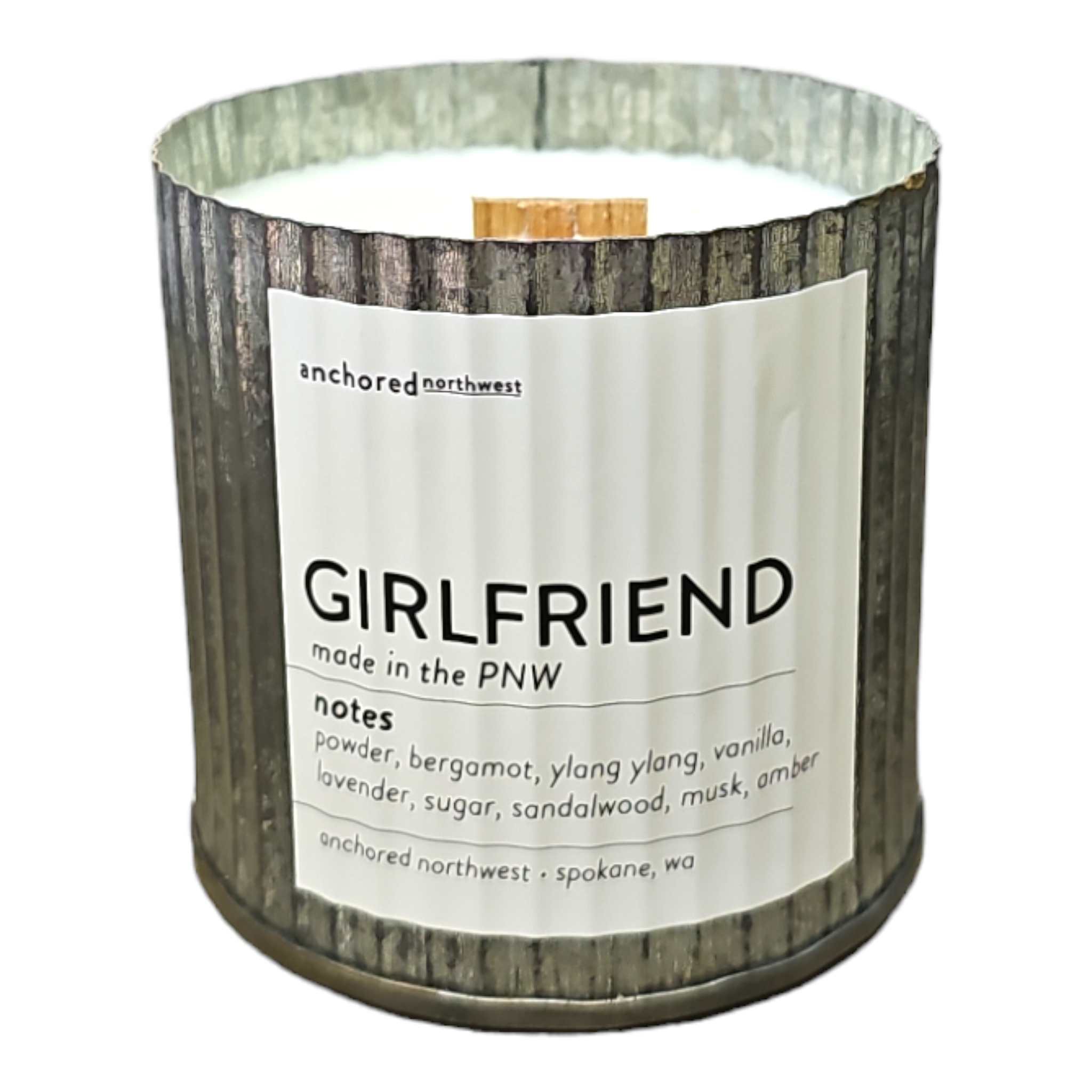 Girlfriend Rustic Vintage Farmhouse Wood Wick Candle