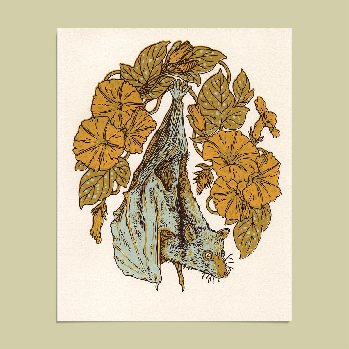 Flying Fox + Morning Glories 8x10" Giclee Print