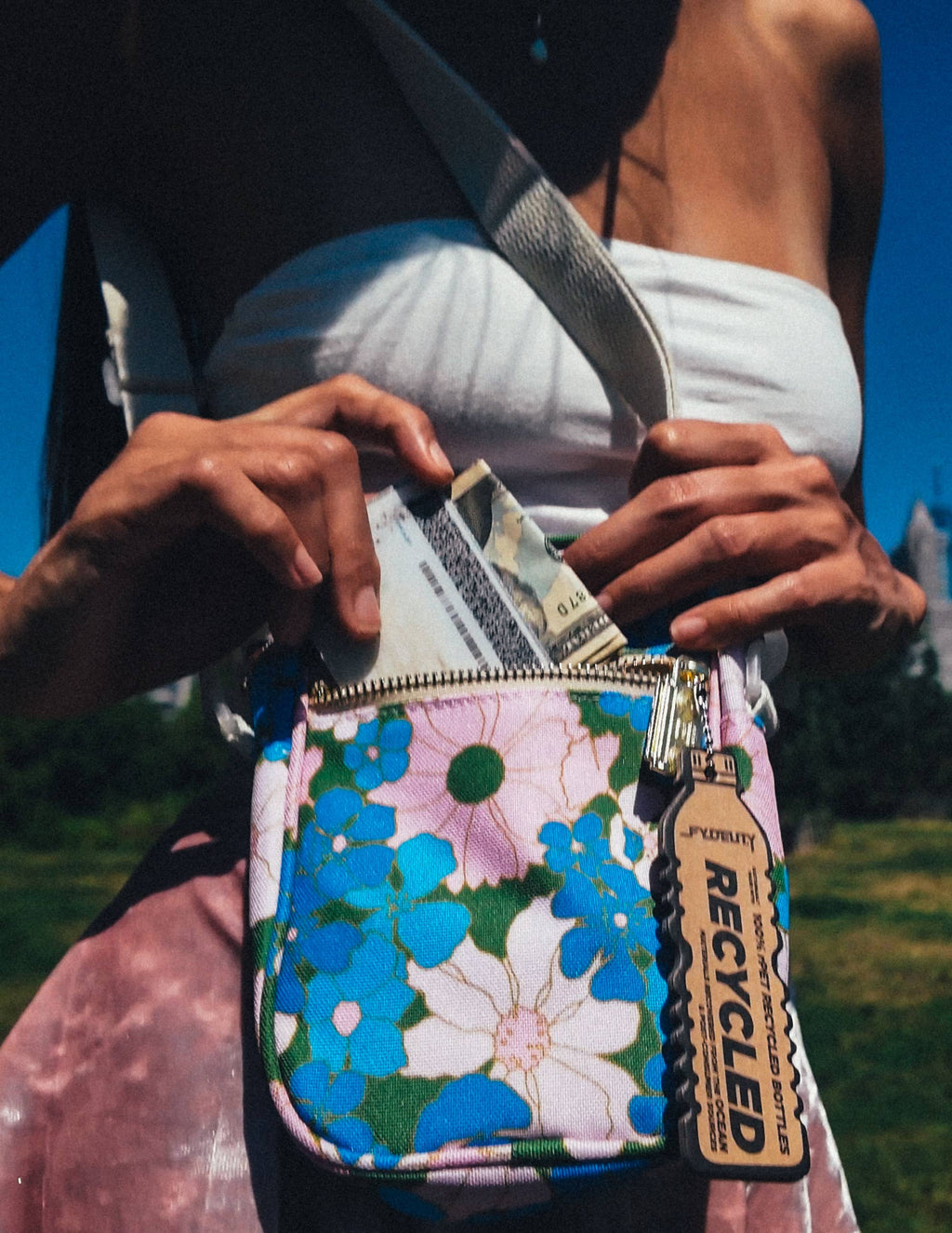 Mini Brick Bag - Floral Pink Blue