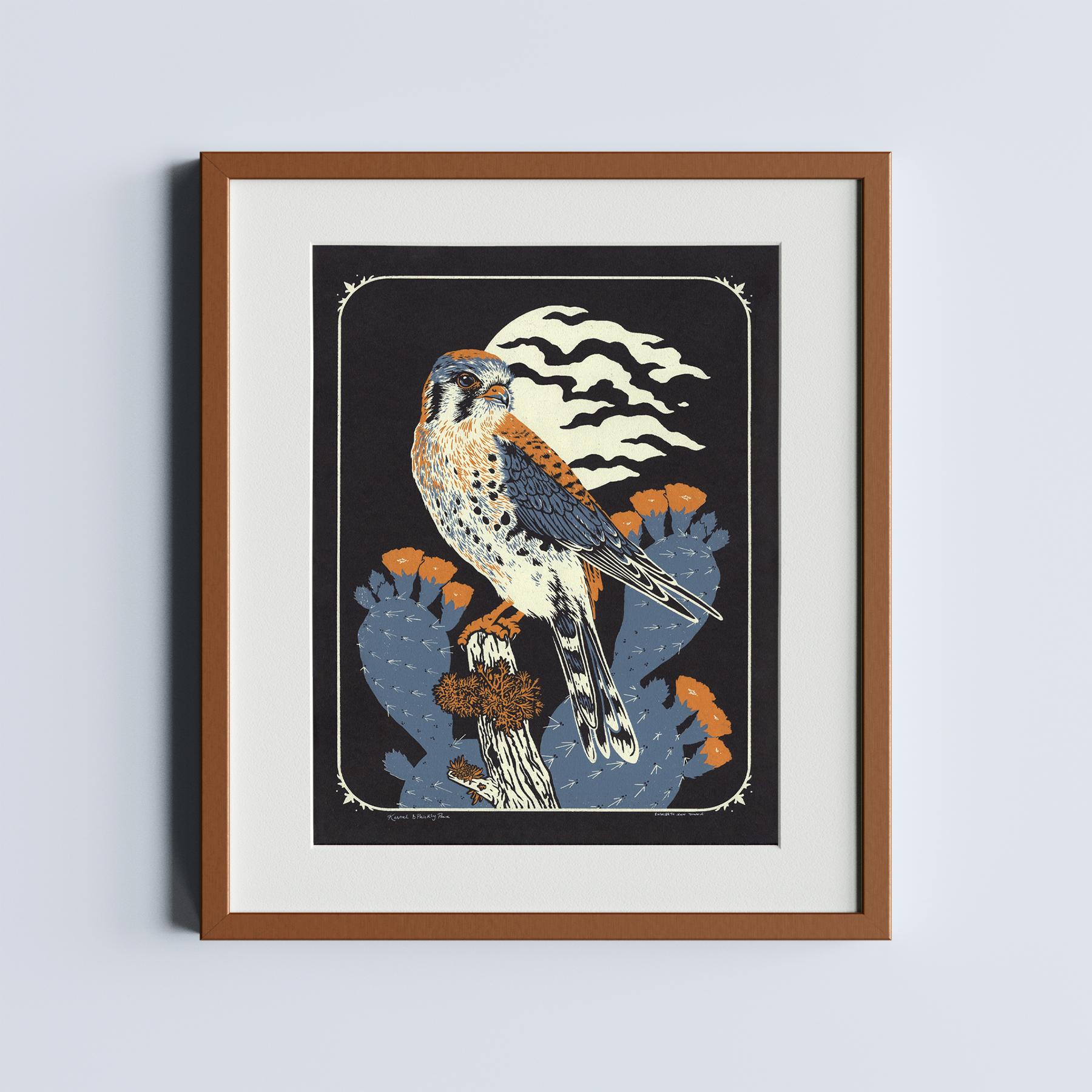 Kestrel & Prickly Pear 11x14" Giclee Print