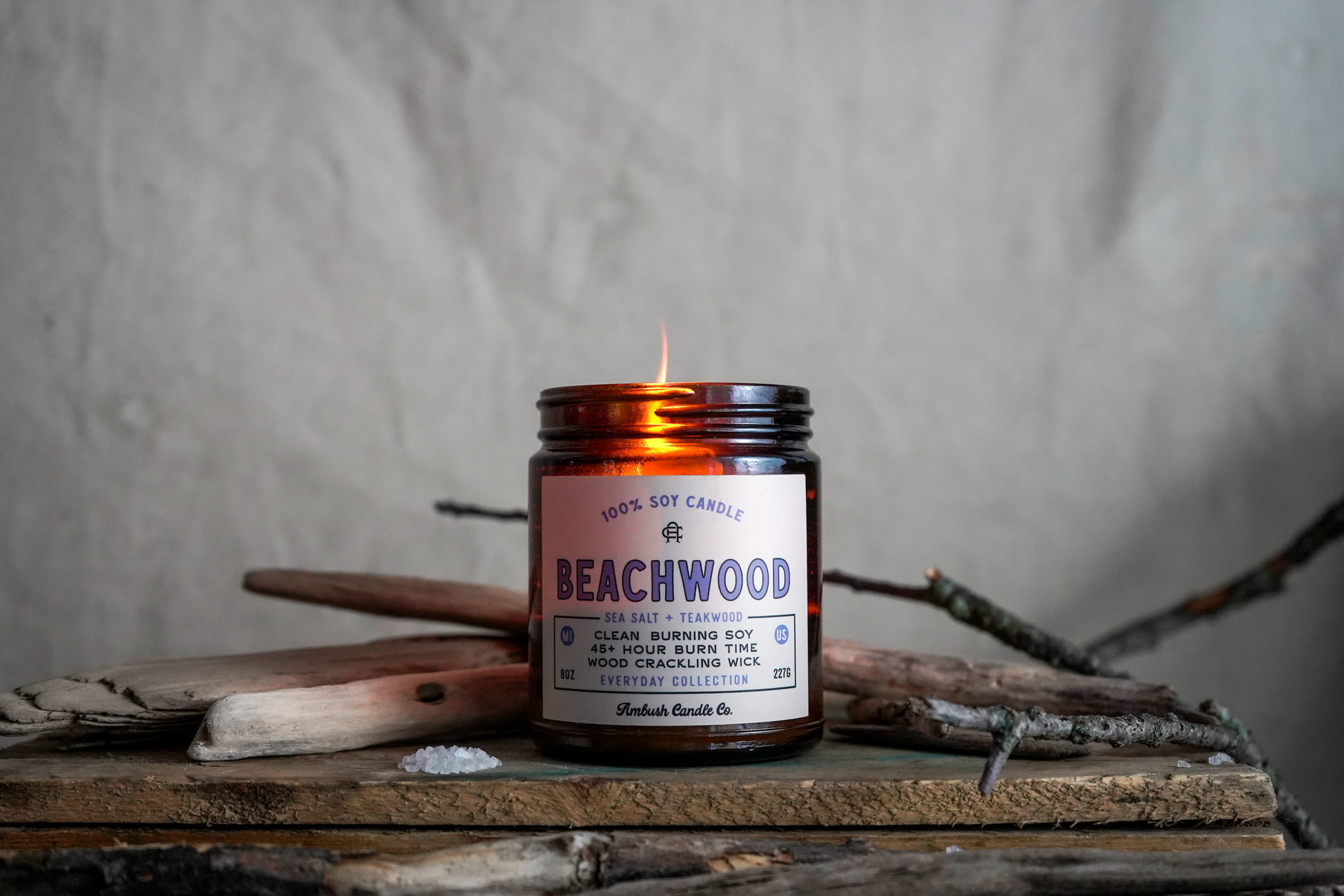 Beachwood | Sea Salt + Teakwood 8oz Soy Candle