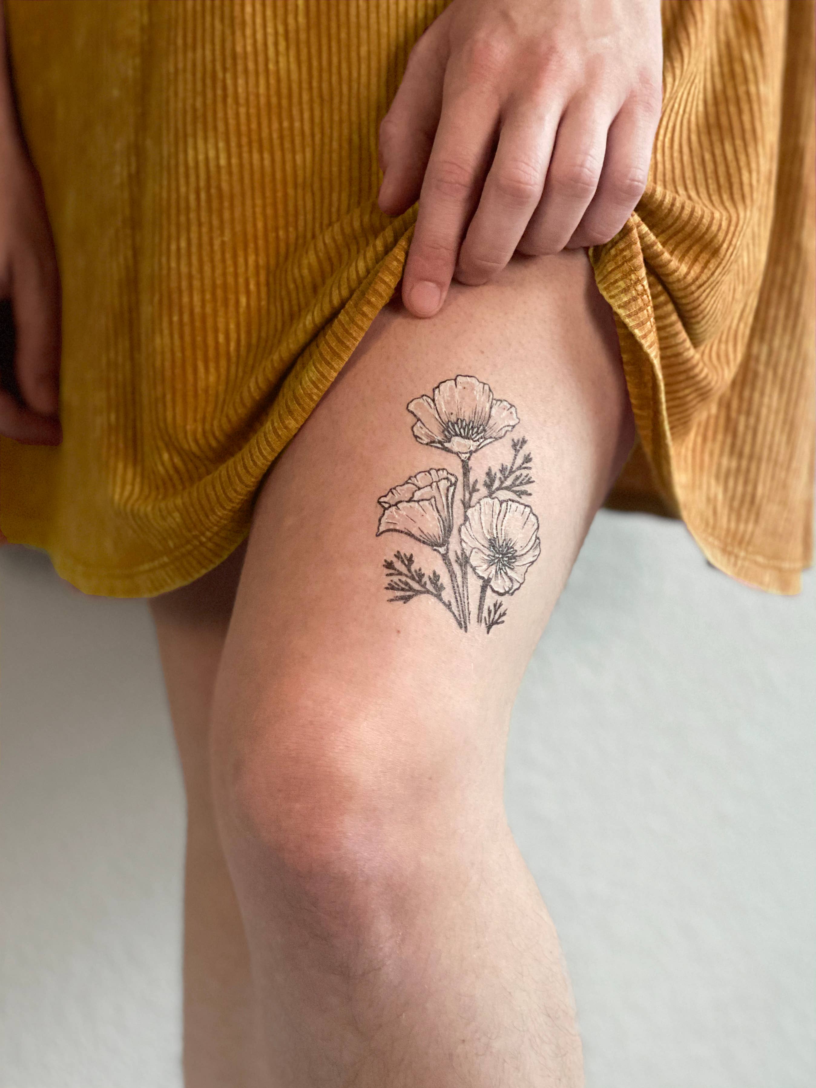 Golden Poppy Temporary Tattoo
