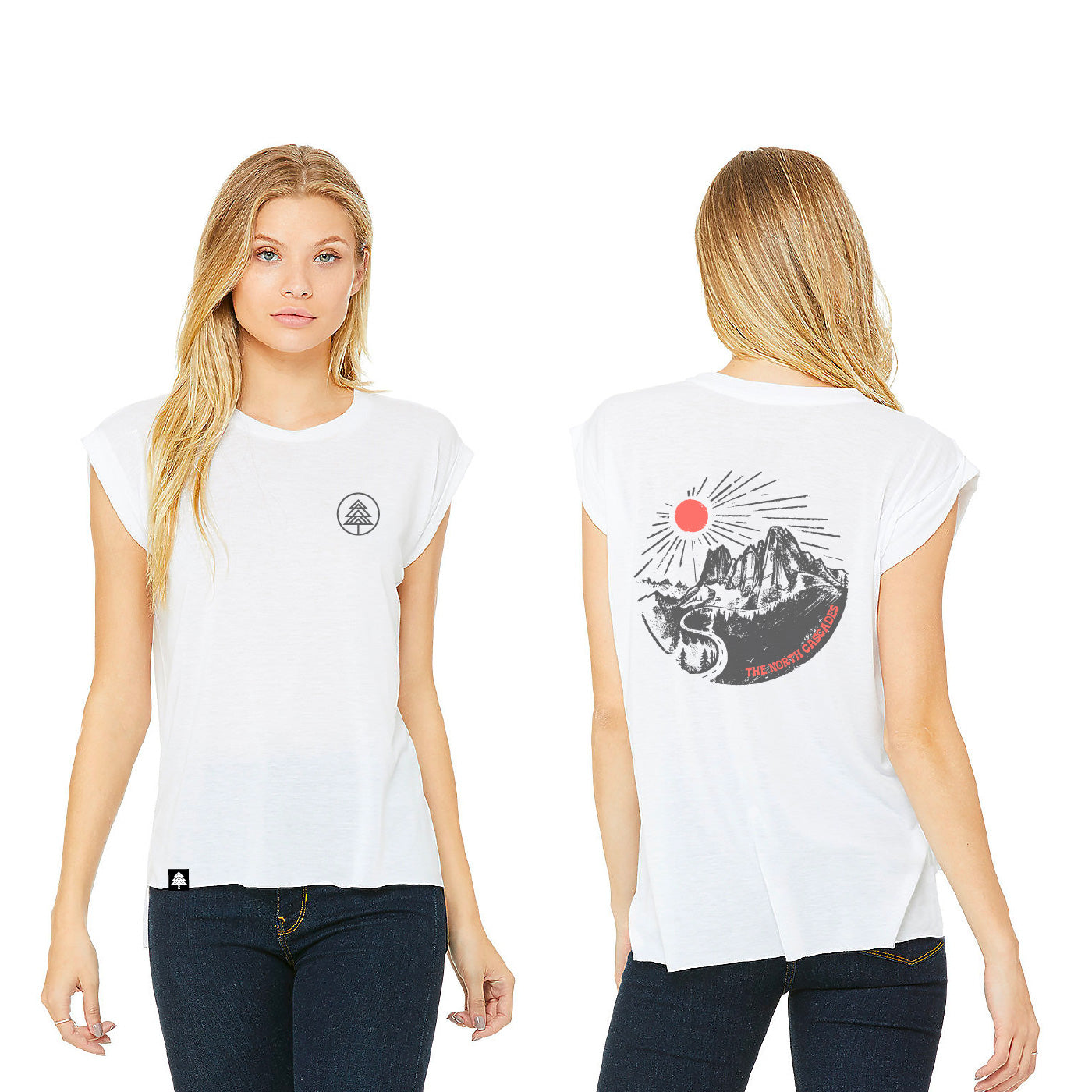 Vintage Hwy 20 - Women's Rolled Cuff Tee