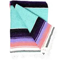 Mint Coral and Pastel Purple Diamond Yoga Blanket
